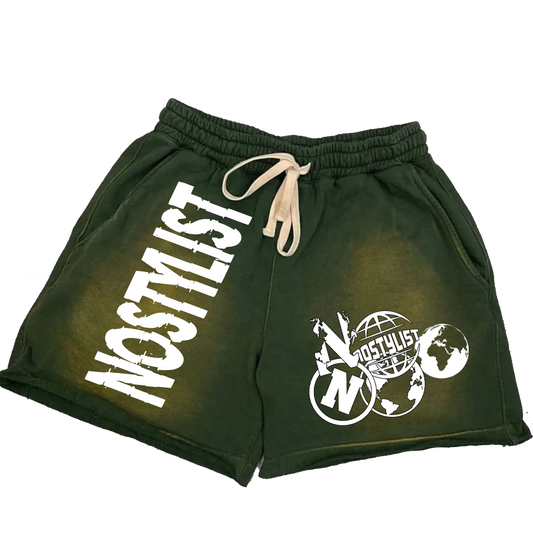 acid wash sweatshorts (green)