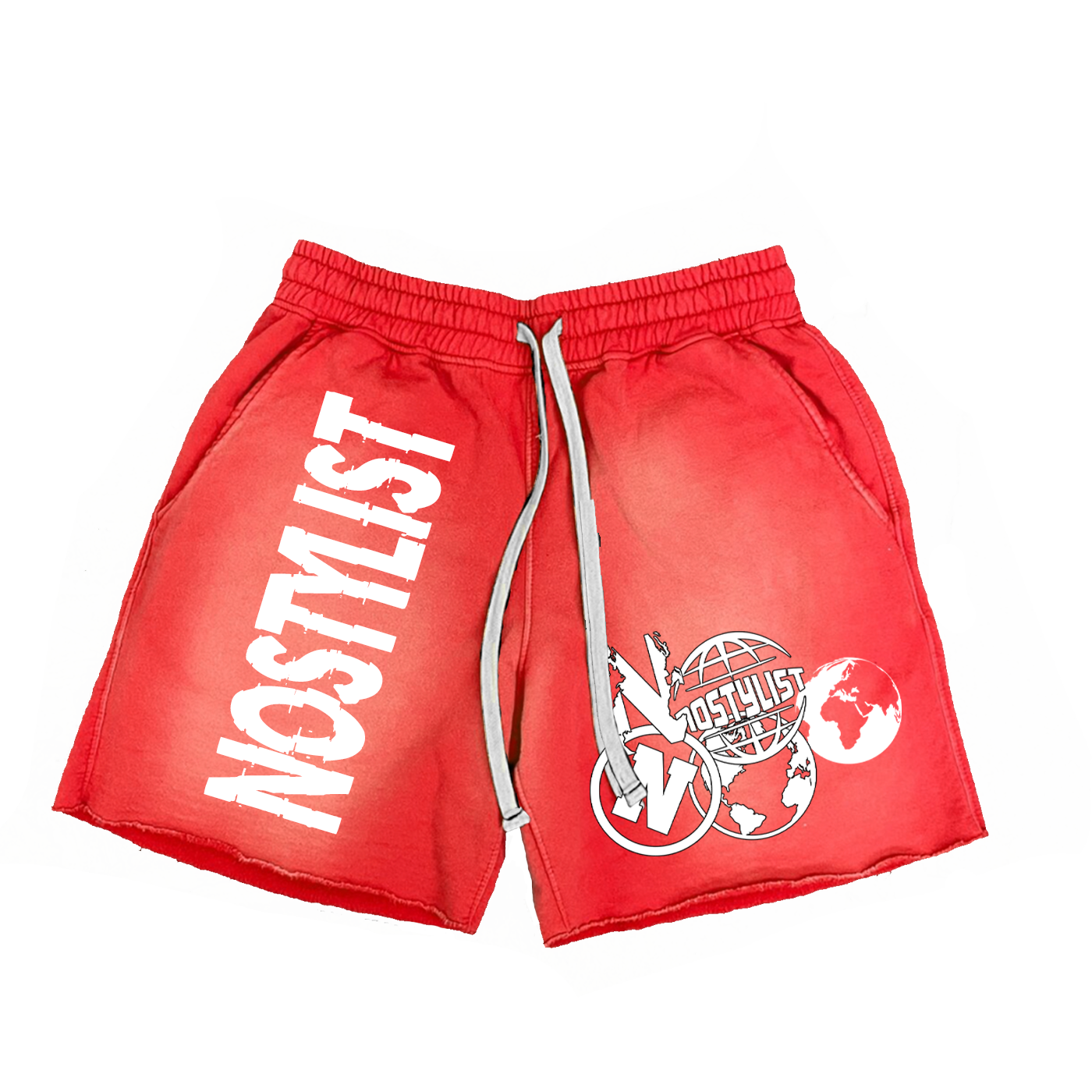 acid wash sweatshorts (red)